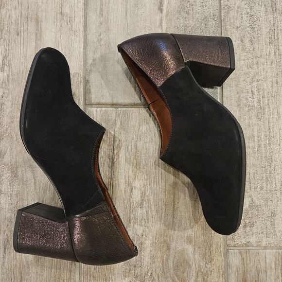 Hispanitas Booties Women Size 37 US 6.5-7 Gillian Pump Boot Black/Copper Leather - Picture 2 of 13